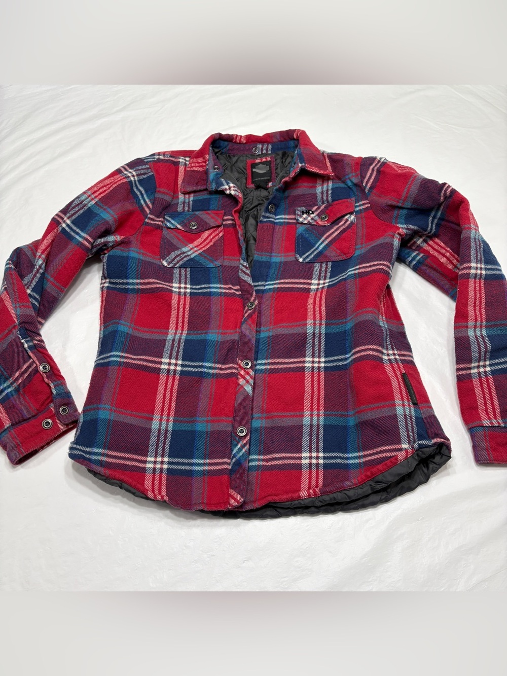 Harley Davidson Insulated Lined Plaid Flannel Shirt Shacket Women’s Large